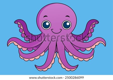 Adorable Octopus Vector Graphic For Web And Print. Premium Octopus Illustration Featuring Cute Design Perfect For Websites, Print Materials, Digital Content, And Creative Projects