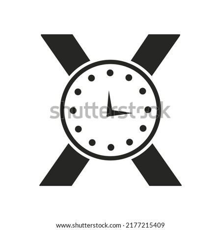 Letter X Clock Logo Design Vector Template