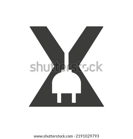 Letter X Electricity or Electrical Logo Concept with Electric Plug Vector Template
