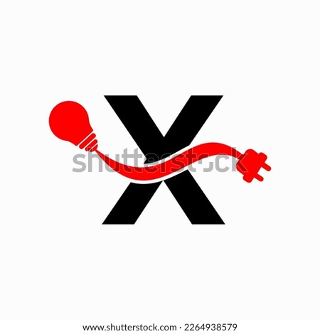 Letter X Electricity or Electrical Logo Concept with Electric Plug and Bulb Icon