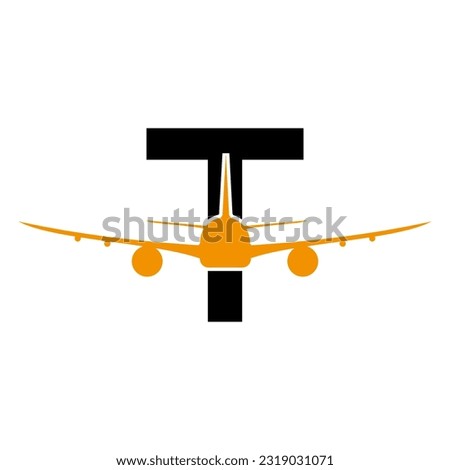 Initial Letter T Travel Logo Design Based Alphabet Flat Modern Concept Vector Template