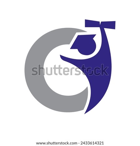 Letter O Education Logo Design. Graduation Symbol With Human Holding Graduation Paper Icon