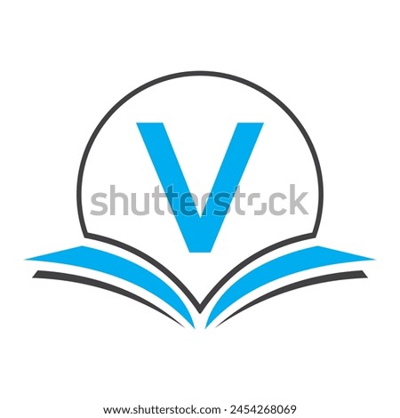 Monogram Education Logo On Letter V Concept With Open Book Icon