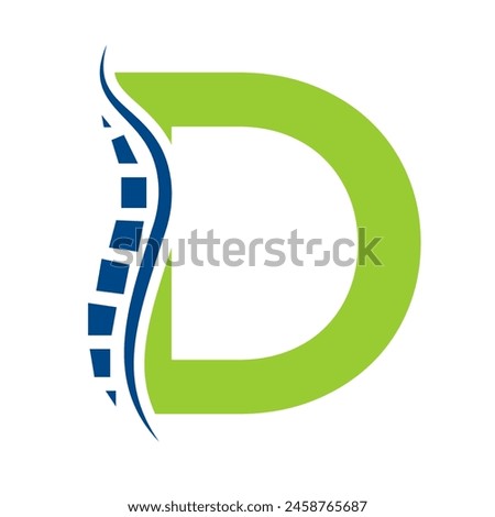 Letter D Backbone Logo Concept For Healthcare Symbol. Back Pain Sign