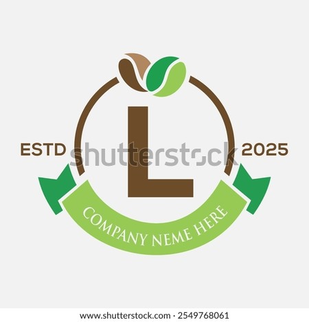 Letter L Coffee Logo Design, Coffee Shop Logo. Coffee Beans Symbol