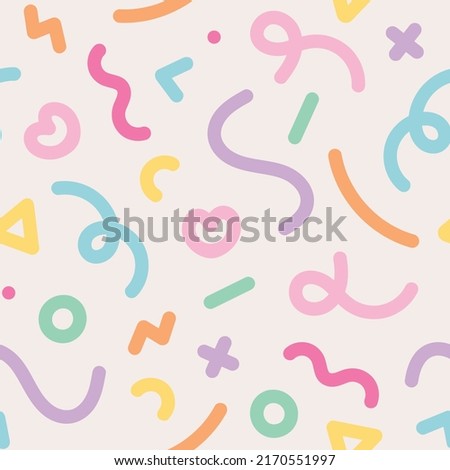 Cute Pastel Memphis Seamless Background Pattern Minimalist Bg