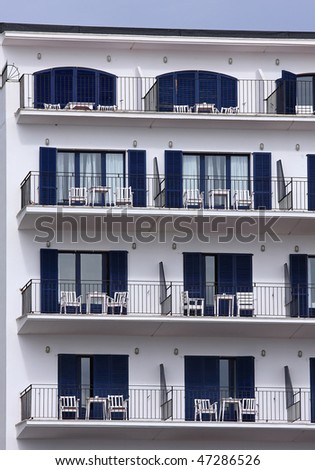 Beautiful blue-white apartments are waiting for the tourists