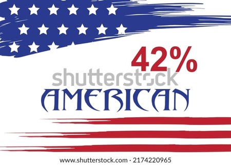 42% percentage American sign label vector art illustration with fantastic font and red blue color