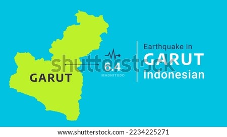 natural disaster info graphic design. earthquake in Garut Regency, West Java. map of garut, west java Indonesia, earthquake in Garut 6.4 magnitude. Pray for Garut Indonesia. Indonesian infographic