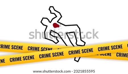 Crime scene outline icon of victim, accident and murder, victim sign, vector graphics, a linear pattern on a white background. yellow police line, do not cross