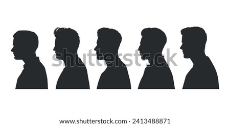 vector silhouette of a male head from side. silhouette of people side view. man. silhouette of face shape from side.