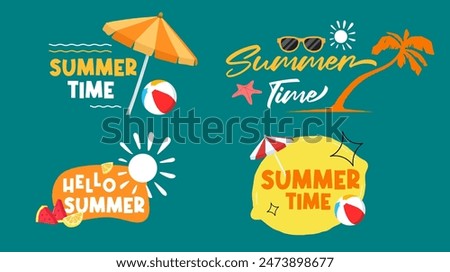 SUMMER TIME. summer vacation, banner and poster template design. Illustration of welcoming summer with a beach and summer nuanced background