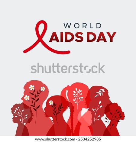 World AIDS Day campaign, December. Red Ribbon Sign. Awareness of the dangers of AIDS.  Prevention, care, treatment. World AIDS Day concept.