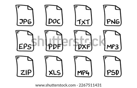 Hand drawn file types icon