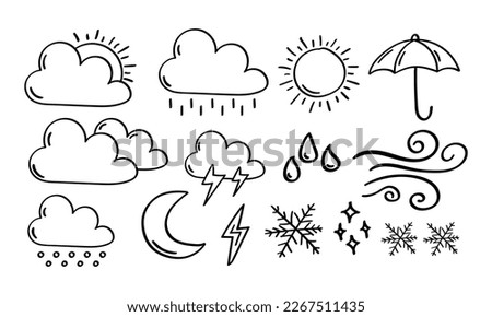 Hand drawn weather icon in doodle style