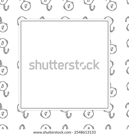 padlock frame. doodle padlock square frame. hand drawn padlock frame background. padlock background