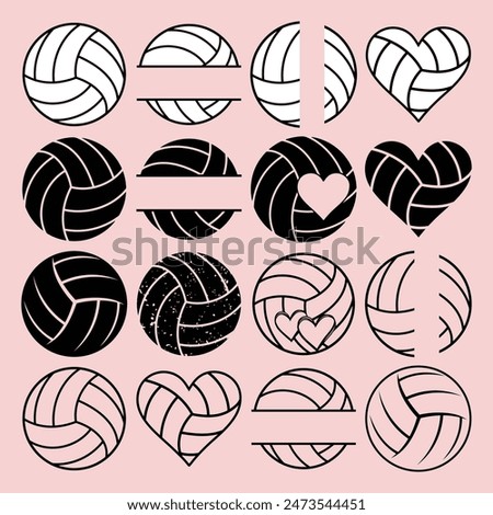 Volleyball icon vector , Volleyball heart, Volleyball ball design isolated on white background.