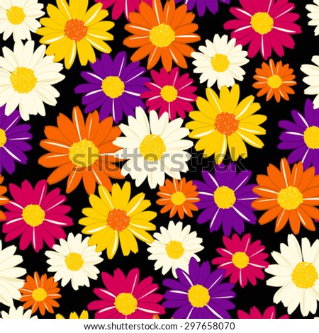 Colorful Daisies Floral Seamless Pattern