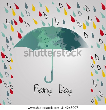 Rainy autumn with  umbrella. Season of rains.