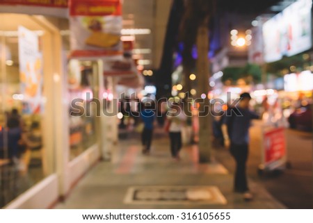 Blurred background : people shopping at market fair, blur background with bokeh.