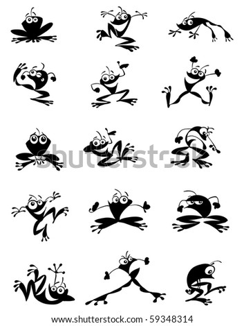 Collection Of Funny Frogs Vector Set - 59348314 : Shutterstock