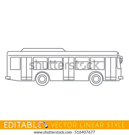 City bus. Editable outline sketch icon.