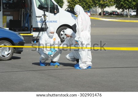 MELUN - FRANCE, SEPTEMBER 2014: demonstration of a criminal investigation to the gendarmerie school melun during an open day