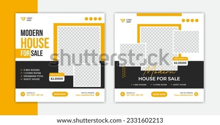 Real Estate Social Media Post Layout template design for house, property, home