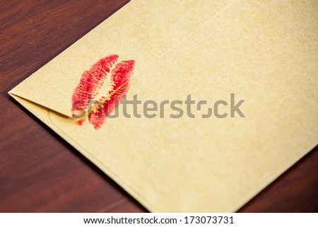 backside  envelope with  lipstick kiss