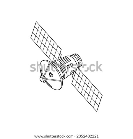 Satellite line art for coloring book vector