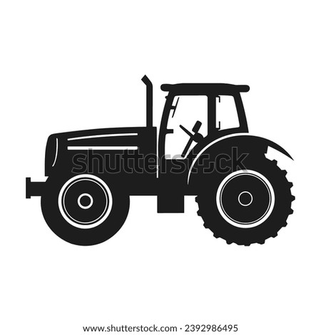A tractor Vector black clipart isolated on a white background, A farm Tractor Silhouette 