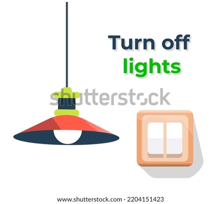 Turn off lights illustration. Lamp and switcher. Flat vector. Switch off.