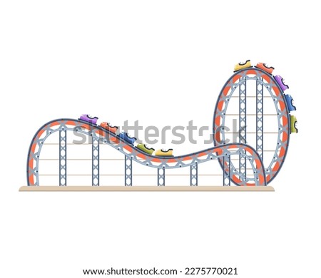 Roller coaster in amusement park isolated. Flat vector illustration.