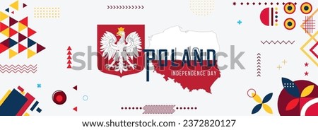 Poland Map Flag national day banner design. flag theme graphic art web background. Abstract celebration geometric decoration vector illustration