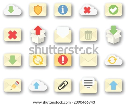 simple set mail icon illustration style flat