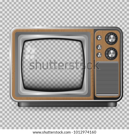 vector retro television mock up isolate on transparent grid