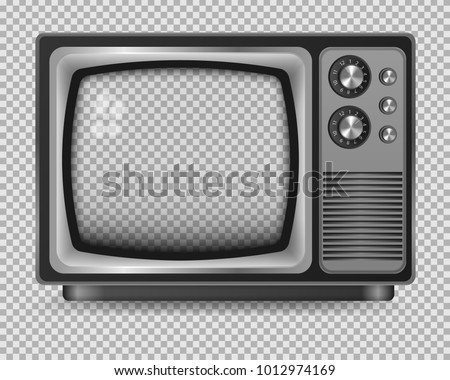 vector retro television mock up isolate on transparent grid