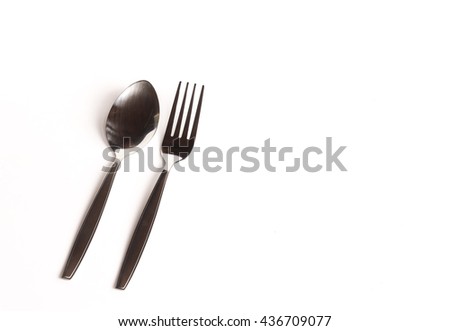 Fork And Spoon Isolated On White Background Stock Photo 436709077