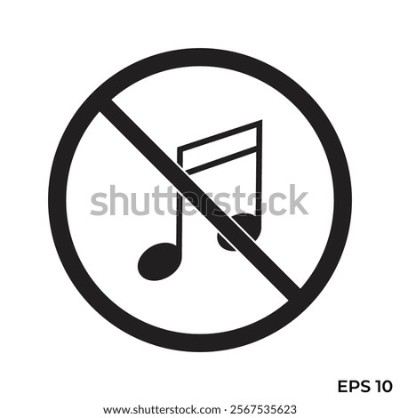 music prohibition sign flat icon vector