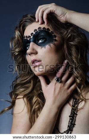 Beauty Girl.Fashion Art Woman Portrait with fashion mask makeup