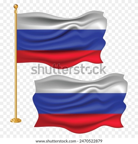 
russia independence day with national russian flag waving fabric illustration png element with pole emoji and clipart transparent background