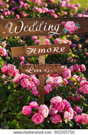 It is written on the label the word love  flowers roses\
 wedding happiness romance