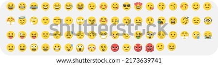  emoticon smile icons. Cartoon emoji set. Vector emoticon set,
Vector illustration EPS10