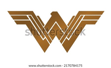 w logo icon sign symbol emblem identity vector template yellow white background