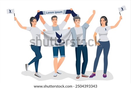 fans sport icon logo sign art yellow design fans team joy cup fun vector ball game flag fc London male men boy girl young fa white city party set pose fun glory lover cheer old famous sport team