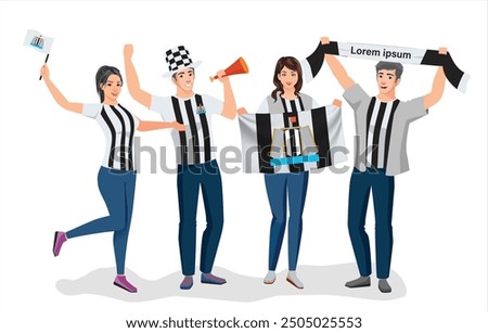 fans sport icon logo sign art design fans team joy cup fun vector ball game flag fc male men boy girl young fa black white city party set pose fun glory lover cheer old famous sport team