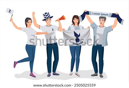 fans sport icon logo sign art yellow design fans team joy cup fun vector ball game flag fc London male men boy girl young fa white city party set pose fun glory lover cheer old famous sport team