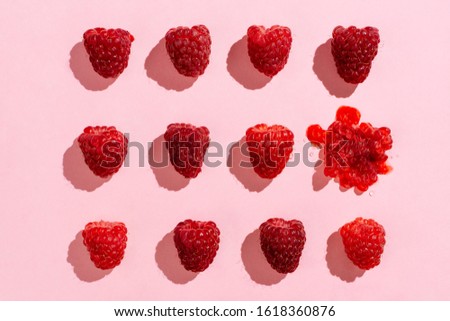 Similar – Image, Stock Photo Flatlay of arranged raspberries on pink