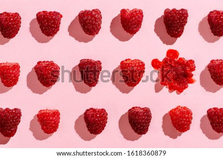 Similar – Image, Stock Photo Flatlay of arranged raspberries on pink