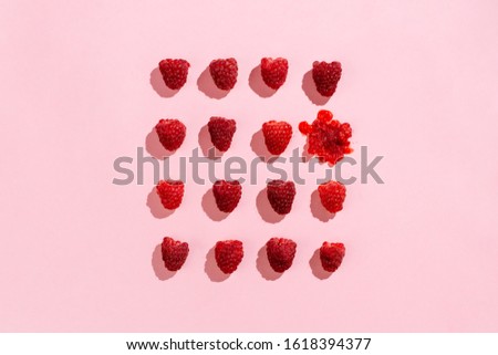 Similar – Image, Stock Photo Flatlay of arranged raspberries on pink